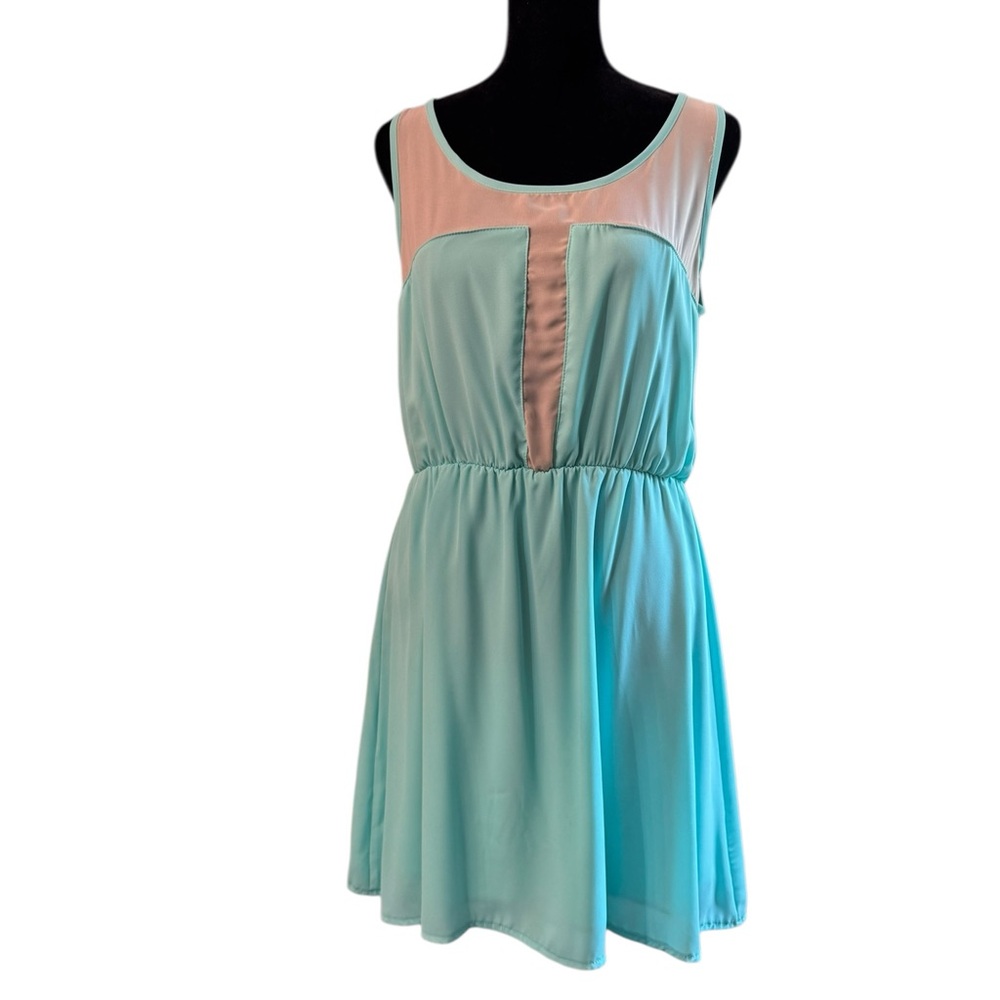 Mint and Sheer‎ Sleeveless Dress